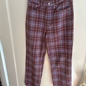 Madewell High Rise Plaid Jeans